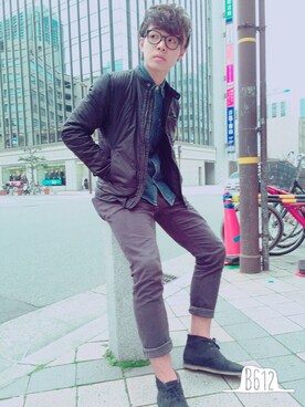「CASIO」｜「アイテム（ブルゾン）」を使った、大前勇樹さん（メンズ・178cm）の春コーディネート