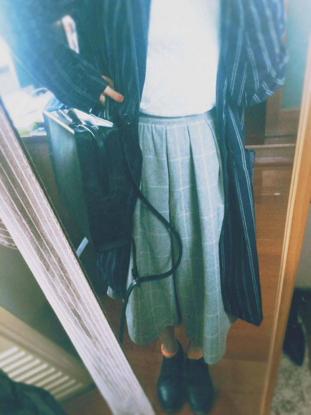 「w closetのアイテム（ピーコート、ブルー系）」を使った、元酱さん（レディース・155cm）の秋コーディネートの1枚目の写真