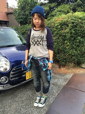 「ローカット」｜「アイテム（帽子）」を使った、もこもこさん（レディース・162cm）の秋コーディネート