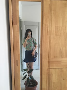 「EMPORIO ARMANI（エンポリオアルマーニ）のアイテム（アナログ腕時計、ベージュ系）」を使った、张大美少女さん（レディース）の夏コーディネート