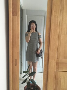 「ZARA（ザラ）のアイテム（チュニック、ブラック系）」を使った、张大美少女さん（レディース）の夏コーディネート