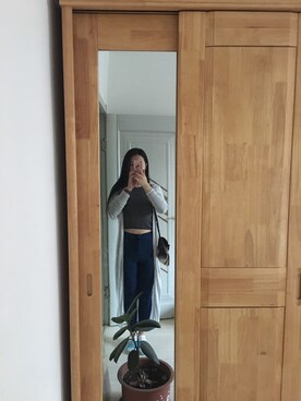 「Bershka（ベルシュカ）のアイテム（ピーコート、グレー系）」を使った、张大美少女さん（レディース）の秋コーディネート