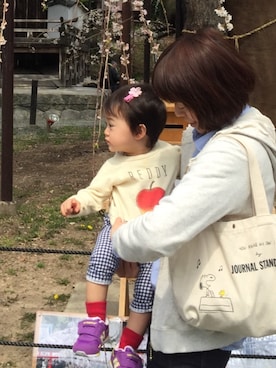 「REDDY APPLESEED（レディーアップルシード）のアイテム（スウェット）」を使った、Sakura&mammyさん（キッズ・70cm）の春コーディネート