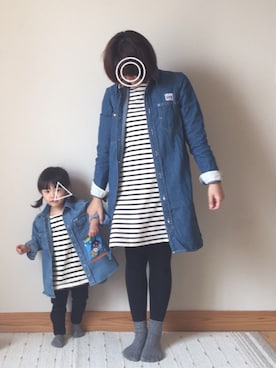 「アイテム（シャツワンピース）」を使った、Sakura&mammyさん（キッズ・80cm）の春コーディネート