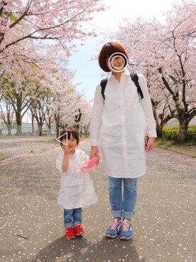 Sakura&mammy使用「petit main（フラップポケットつきシャツワンピース）」的時尚穿搭
