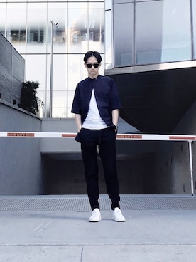 「COMMON PROJECTS（コモンプロジェクト）のアイテム（シューズ）」を使った、maxwellchenさん（メンズ・175cm）の春コーディネート