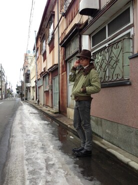 「UNIF（ユニフ）のアイテム（ブルゾン）」を使った、yoshinori.o✔さん（メンズ・177cm）の冬コーディネート
