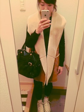 「stradivarius（ストラディバリウス）のアイテム（その他アウター）」を使った、chisatoさん（レディース・154cm）の冬コーディネート