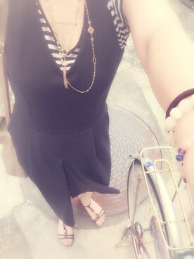 「VICKY(ビッキー)のアイテム(つなぎ/オールインワン)」を使った、pさん(レディース・170cm)の夏コーディネート