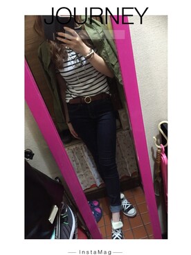 「RE DARK（リダーク）のアイテム（ジャケット/アウター）」を使った、pさん（レディース・170cm）の秋コーディネート