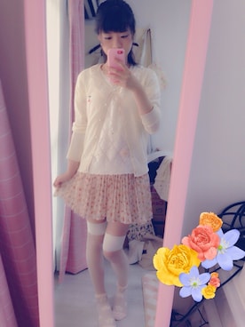 「花柄 スカート」｜「アイテム（レッグウェア）」を使った、ひとめろ♡さん（レディース・156cm）の夏コーディネート