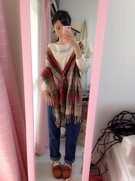 「Honeys（ハニーズ）のアイテム（モカシン/デッキシューズ）」を使った、ひとめろ♡さん（レディース・156cm）の秋コーディネート