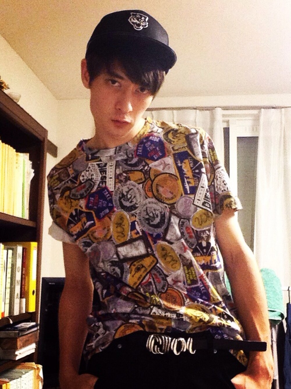 「Diesel、ストリート、キャップ」｜「DIESELのアイテム（Tシャツ/カットソー、その他）」を使った、ユリさん（メンズ・183cm）の夏コーディネートの1枚目の写真