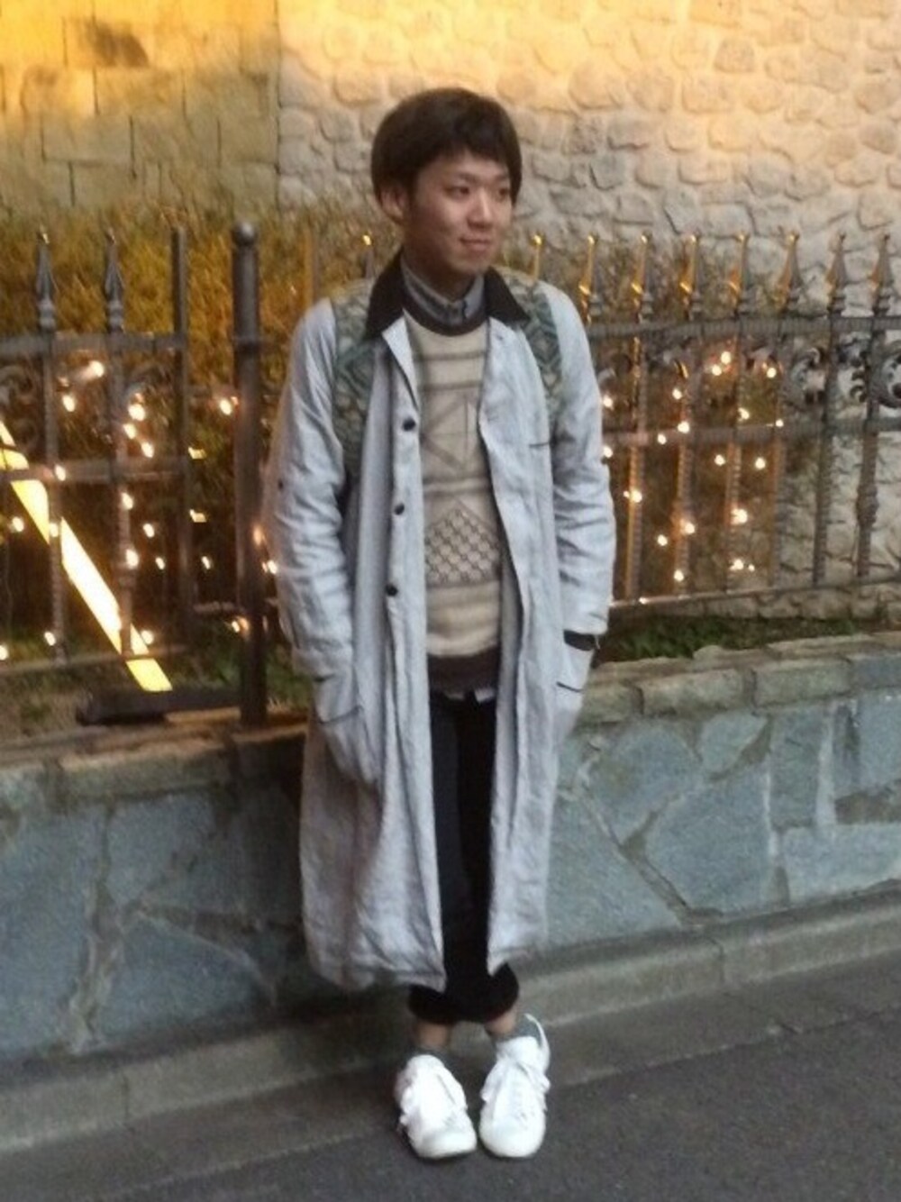 「FACETASM、COMME des GARCONS、COSMICWONDERLightSource」｜「Astral Plains COSMIC WONDER Light Sourceのアイテム（ニット/セーター、ブラウン系）」を使った、KENJE ぜんゆうすけさん（メンズ・167cm）の冬コーディネートの1枚目の写真
