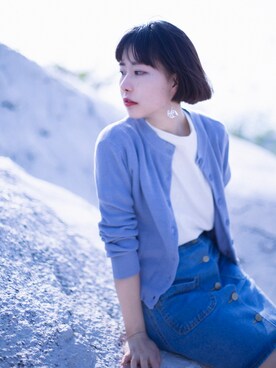 「蓝色系」｜三良晨晨さん（レディース・160cm）の春コーディネート