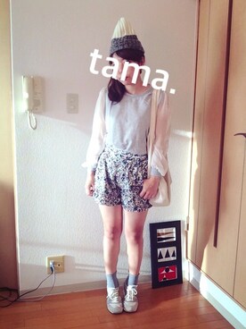 「used mix」｜「アイテム（ニットキャップ/ビーニー）」を使った、tama.さん（レディース・155cm）の秋コーディネート