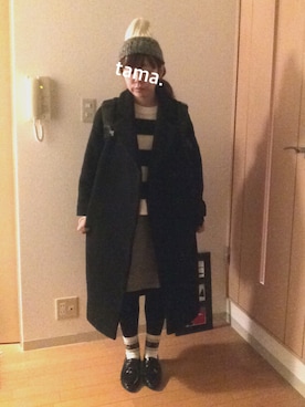 「タイツ×靴下」｜「アイテム（その他シューズ）」を使った、tama.さん（レディース・155cm）の冬コーディネート