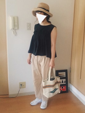 「SHIPS Days（シップスデイズ）のアイテム（帽子）」を使った、tama.さん（レディース・155cm）の夏コーディネート