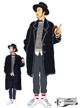 「ノーカラーシャツ」｜「アイテム（福袋/福箱）」を使った、.Sさん（メンズ・174cm）の冬コーディネート