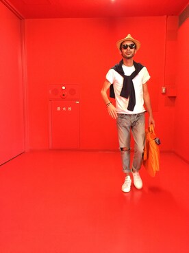 「Abercrombie&Fitch（アバークロンビーアンドフィッチ）のアイテム（スウェット）」を使った、.Sさん（メンズ・174cm）の夏コーディネート