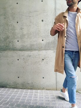 「ＧＷ」｜「アイテム（ステンカラーコート）」を使った、.Sさん（メンズ・174cm）の春コーディネート