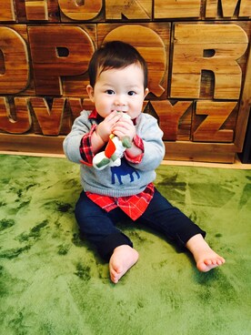 「タータンチェック」｜Rickさん（キッズ・70cm）の春コーディネート