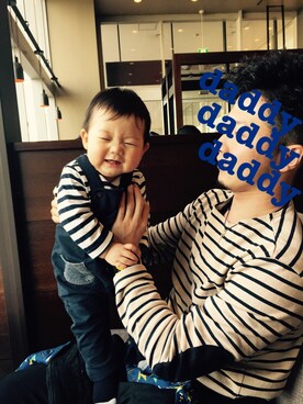 「ボーダーTシャツ」｜Rickさん（キッズ・70cm）の春コーディネート