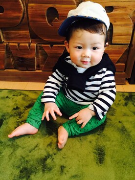 「おめかしコーデ」｜「アイテム（キャップ）」を使った、Rickさん（キッズ・70cm）の春コーディネート