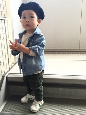 「1歳5ヶ月」｜「アイテム（ハンチング/ベレー帽）」を使った、Rickさん（キッズ・80cm）の秋コーディネート