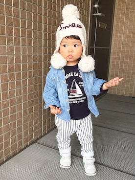 「1歳6ヶ月」｜「アイテム（ニットキャップ/ビーニー）」を使った、Rickさん（キッズ・80cm）の秋コーディネート