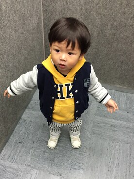「COMME CA ISM（コムサイズム）のアイテム（スタジャン）」を使った、Rickさん（キッズ・80cm）の秋コーディネート