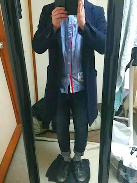 「ソックス」｜「アイテム（チェスターコート）」を使った、ﾏｻｷさん（メンズ・165cm）の冬コーディネート