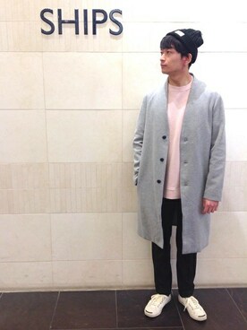 「SHIPS JET BLUE（シップスジェットブルー）のアイテム（Tシャツ/カットソー）」を使った、及川さん（メンズ・172cm）の冬コーディネート