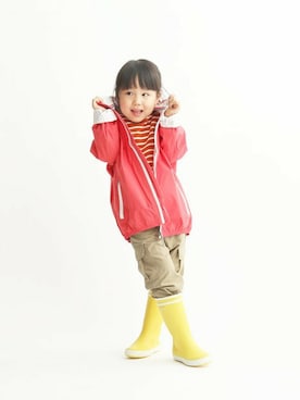 「AIGLE（エーグル）のアイテム（シューズ）」を使った、AIGLE本社スタッフさん（キッズ・120cm）の夏コーディネート
