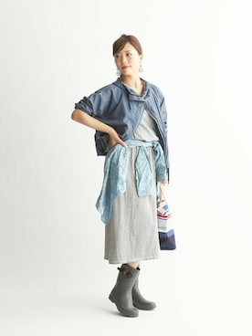 「AIGLE（エーグル）のアイテム（ブルゾン）」を使った、AIGLE本社スタッフさん（レディース・165cm）の夏コーディネート