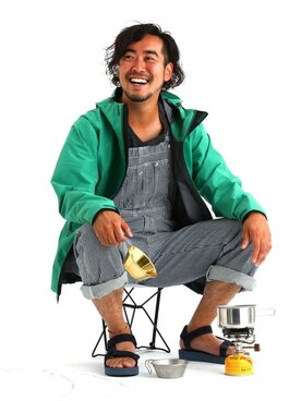 「AIGLE（エーグル）のアイテム（ナイロンジャケット）」を使った、AIGLE本社スタッフさん（メンズ・180cm）の夏コーディネート