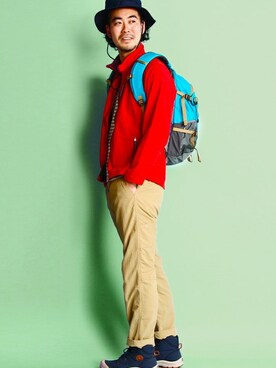 「AIGLE（エーグル）のアイテム（ナイロンジャケット）」を使った、AIGLE本社スタッフさん（メンズ・180cm）の春コーディネート