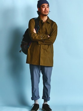 「AIGLE（エーグル）のアイテム（その他アウター）」を使った、AIGLE本社スタッフさん（メンズ・180cm）の春コーディネート