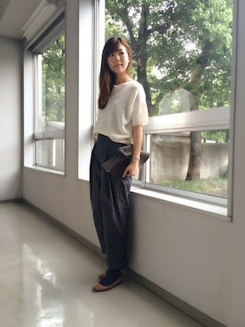 「AIGLE（エーグル）のアイテム（帽子）」を使った、AIGLE本社スタッフさん（レディース・165cm）の春コーディネート