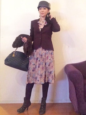 「ボウタイ」｜「アイテム（キャップ）」を使った、音無陽子さん（レディース・164cm）の春コーディネート