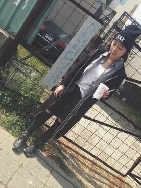 「MEIER.Q（マイヤーキュー）のアイテム（スタジャン）」を使った、何停停さん（レディース・164cm）の冬コーディネート