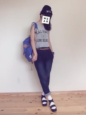 「ANOTHER BRANCH（アナザーブランチ）のアイテム（パンツ）」を使った、まりもっこりさん（レディース・162cm）の夏コーディネート