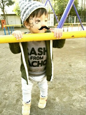 「DE NACHOS（デナチョス）のアイテム」を使った、zzziiinnnaaaさん（キッズ・80cm）の冬コーディネート