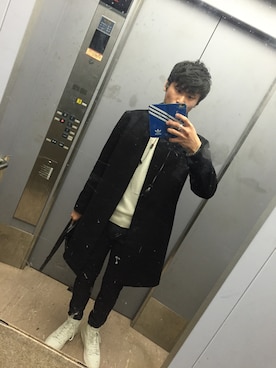 「theory（セオリー）のアイテム（ステンカラーコート）」を使った、KEIさん（メンズ・174cm）の秋コーディネート