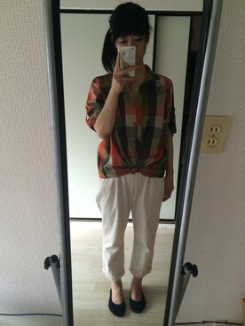 「zootie（ズーティー）のアイテム（シャツ/ブラウス、オレンジ系）」を使った、Masumi*さん（レディース・155cm）の夏コーディネート