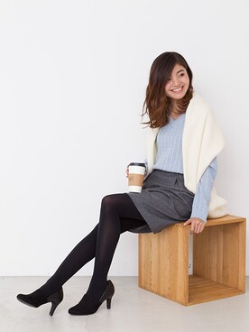 「コクーンスカート」｜「アイテム（ブーティ）」を使った、NBB STAFF01さん（レディース・163cm）の冬コーディネート