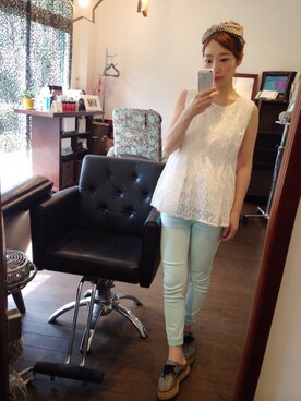 「シャーベットカラー」｜M田さん（レディース・150cm）の夏コーディネート