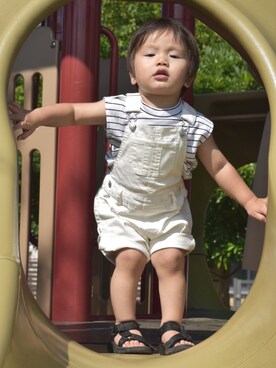 「GLOBAL WORK（グローバルワーク）のアイテム（オールインワン・サロペット）」を使った、SOraさん（キッズ・90cm）の夏コーディネート