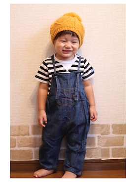 「1歳半」｜「アイテム（ハンチング/ベレー帽）」を使った、SOraさん（キッズ・90cm）の秋コーディネート
