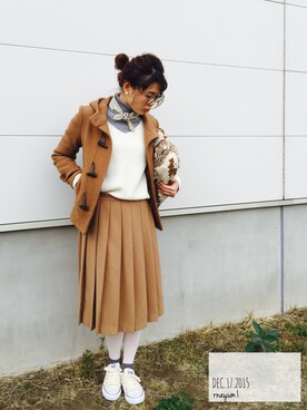 「TIENS ecoute（ティアンエクート）のアイテム（ダッフルコート）」を使った、rnayum1さん（レディース・167cm）の冬コーディネート